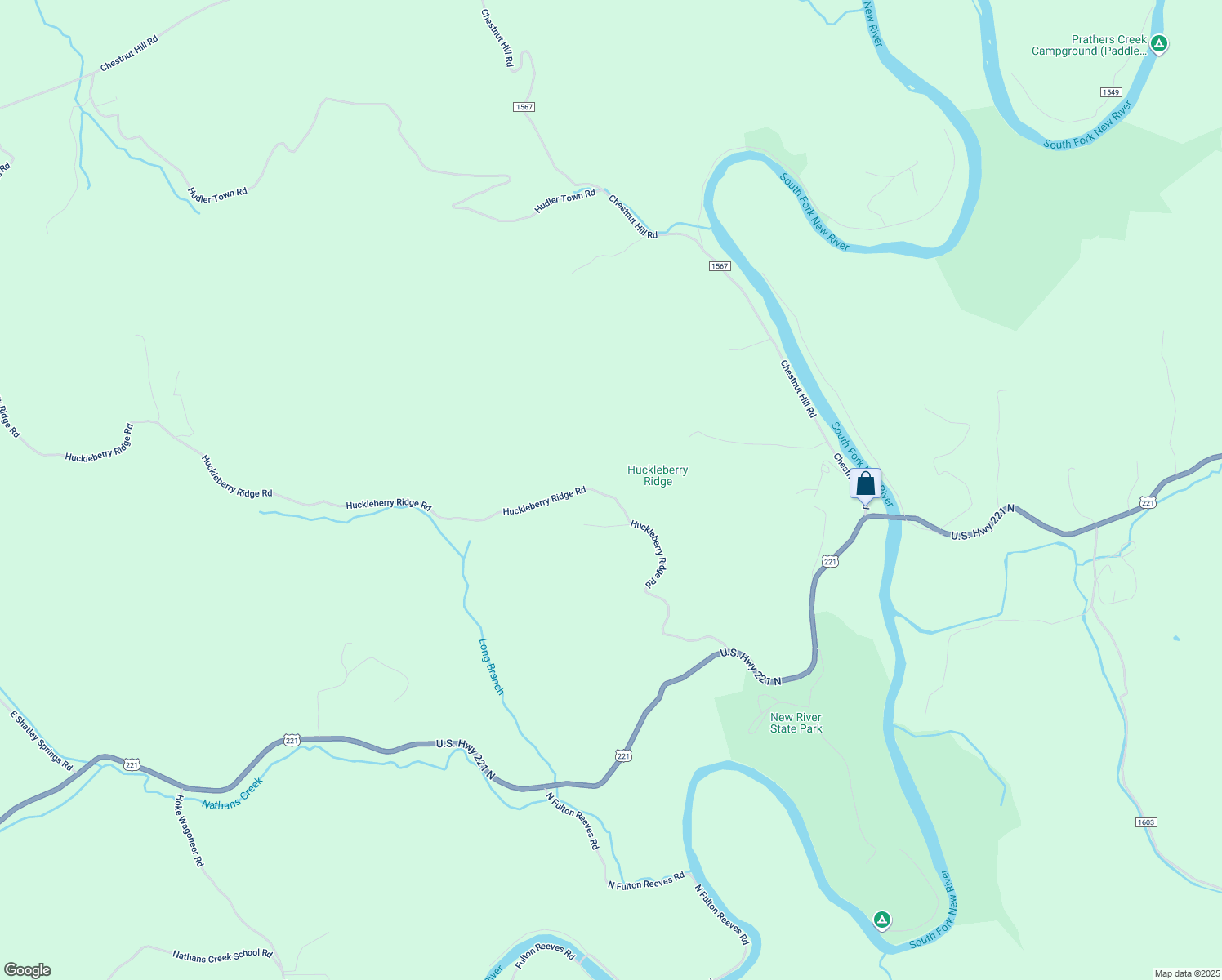 map of restaurants, bars, coffee shops, grocery stores, and more near 3543 Huckleberry Ridge Road in Crumpler