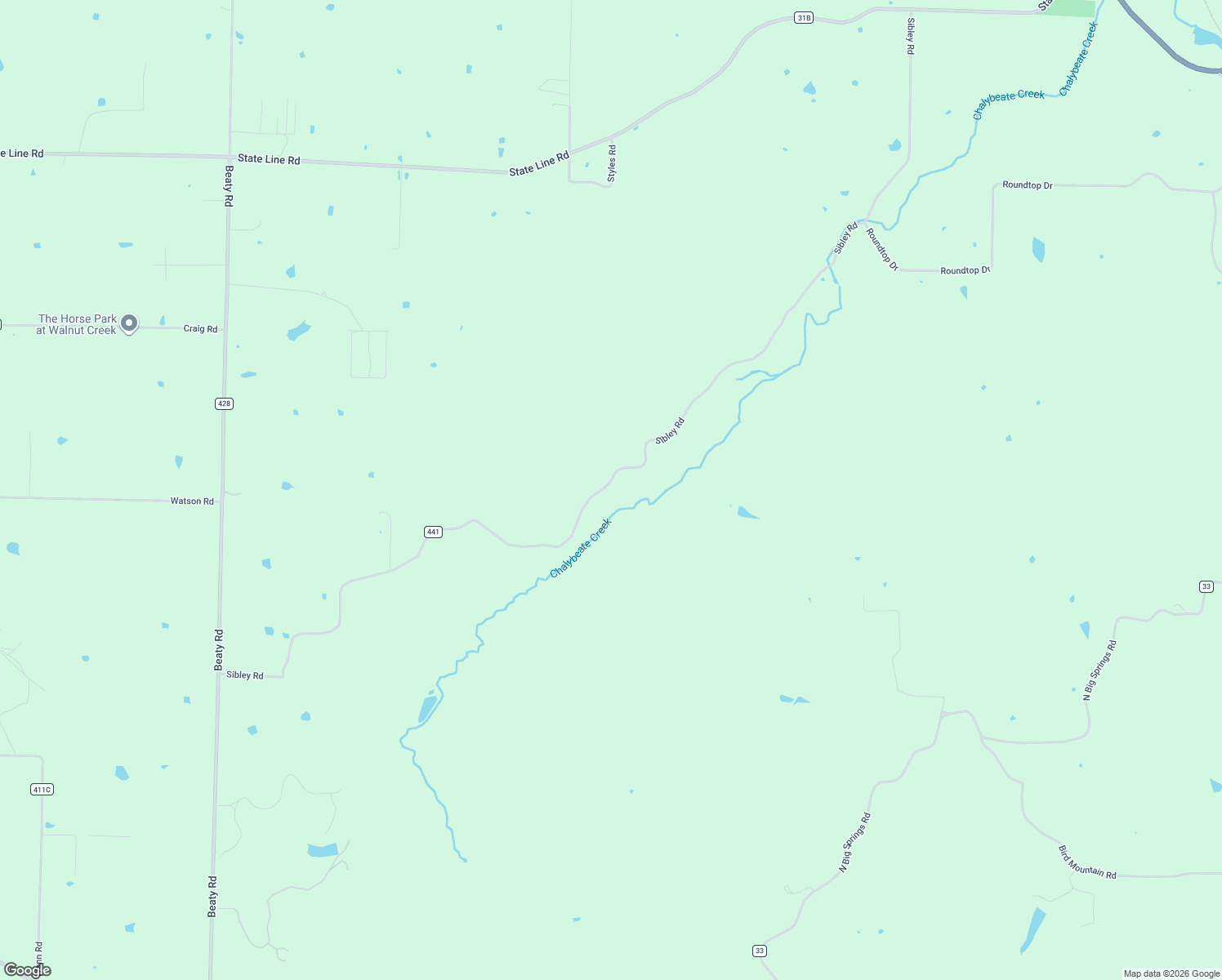 map of restaurants, bars, coffee shops, grocery stores, and more near 21569 Sibley Road in Sulphur Springs