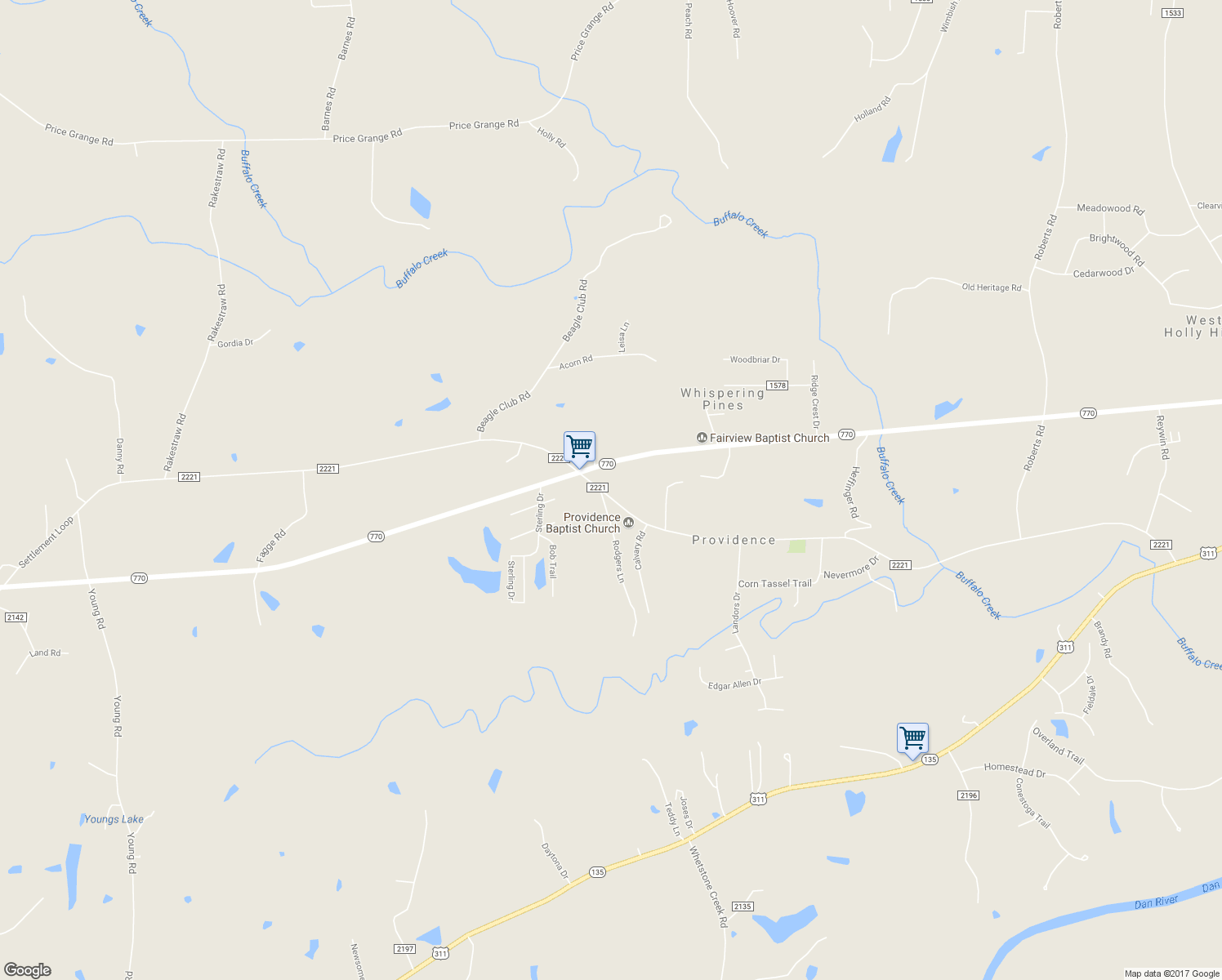 map of restaurants, bars, coffee shops, grocery stores, and more near 1039 Eden Road in Stoneville