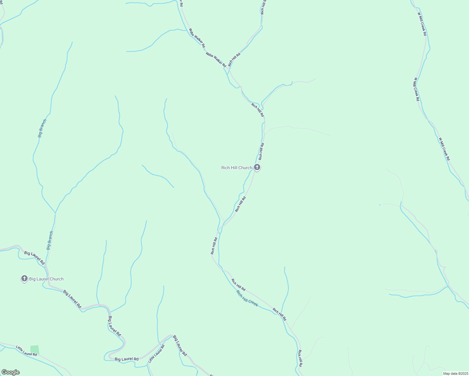 map of restaurants, bars, coffee shops, grocery stores, and more near 2115 Rich Hill Road in Creston