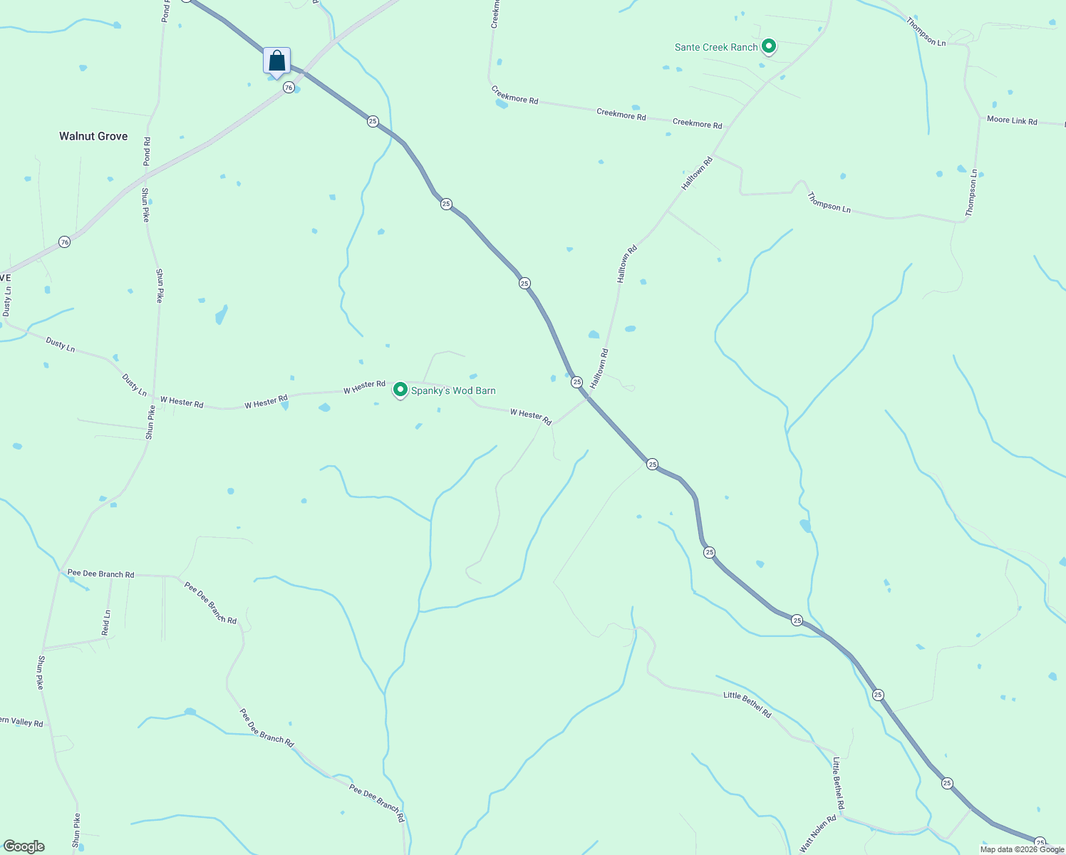 map of restaurants, bars, coffee shops, grocery stores, and more near 200-220 West Hester Road in Cottontown