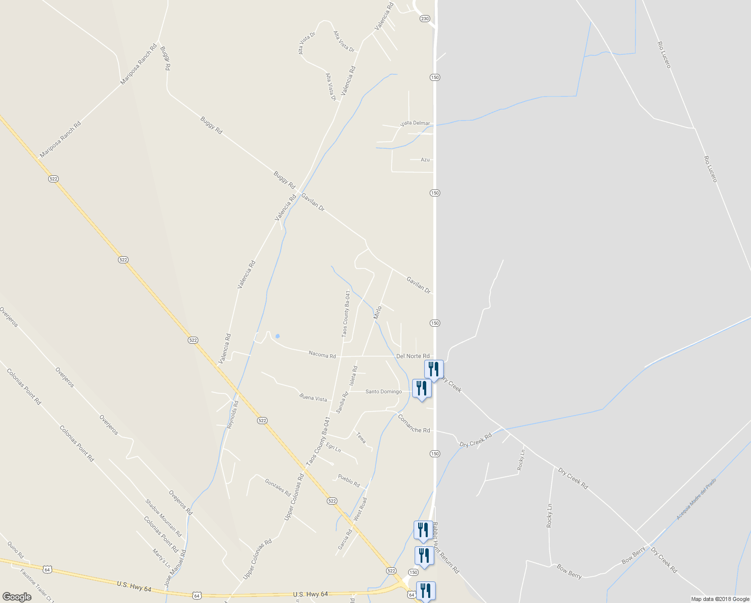 map of restaurants, bars, coffee shops, grocery stores, and more near 28 Mirlo in El Prado