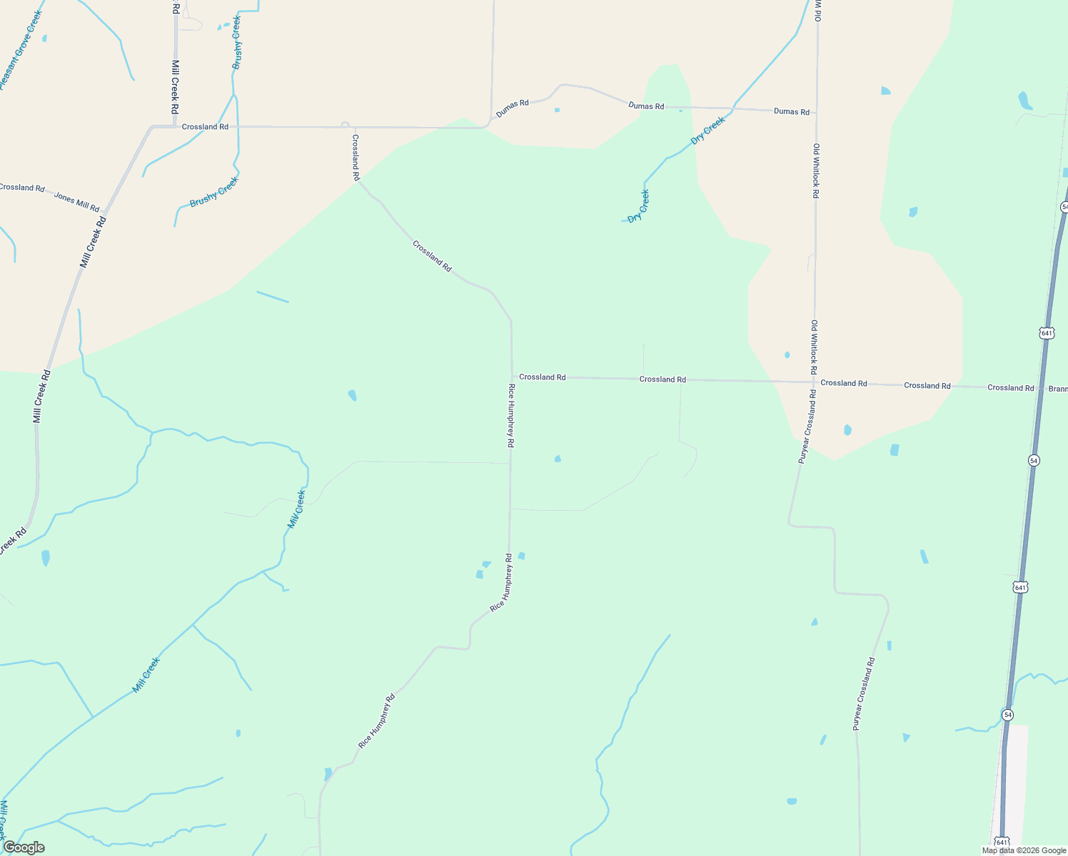 map of restaurants, bars, coffee shops, grocery stores, and more near 2614 Rice Humphrey Road in Puryear