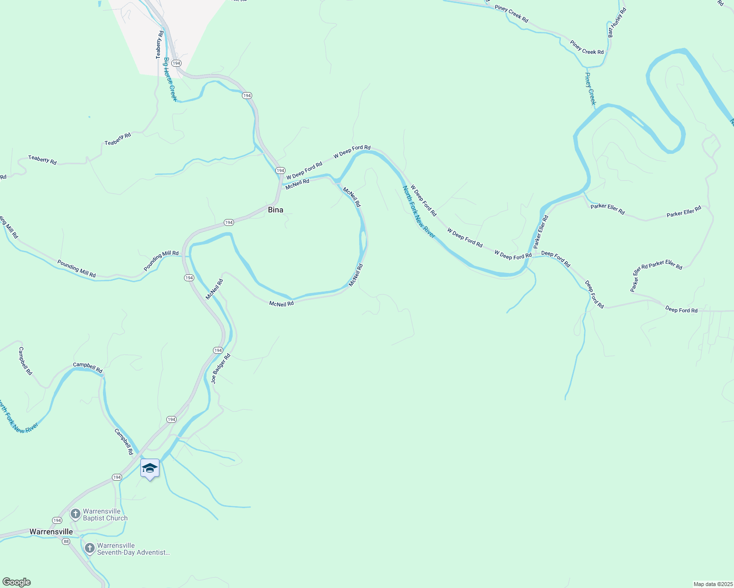 map of restaurants, bars, coffee shops, grocery stores, and more near Bobby Rash Road in Ashe County