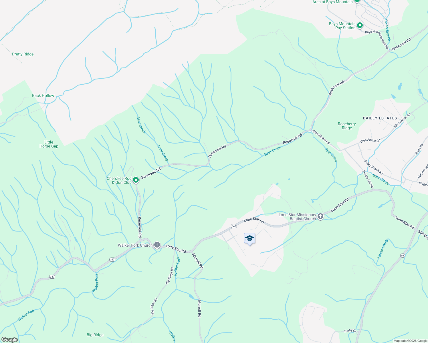 map of restaurants, bars, coffee shops, grocery stores, and more near 4213 Reservoir Road in Kingsport