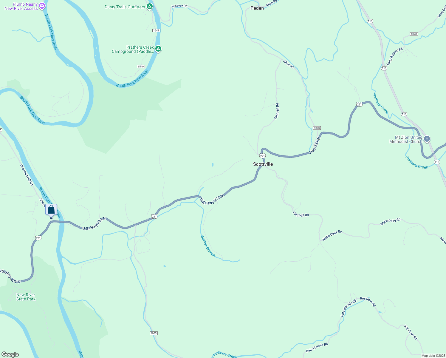map of restaurants, bars, coffee shops, grocery stores, and more near 12435 U.S. Highway 221 North in Scottville