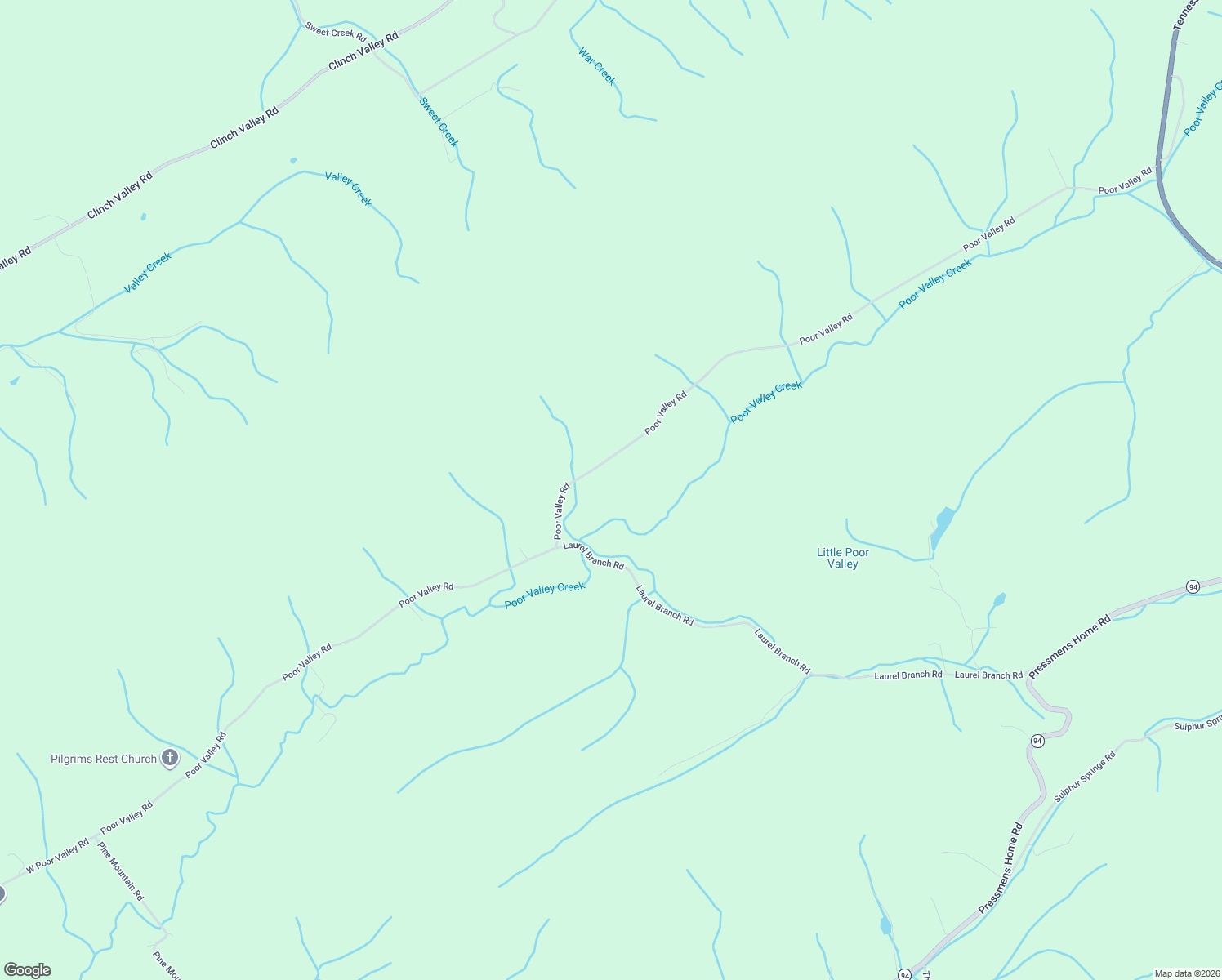 map of restaurants, bars, coffee shops, grocery stores, and more near 1562 Poor Valley Road in Rogersville
