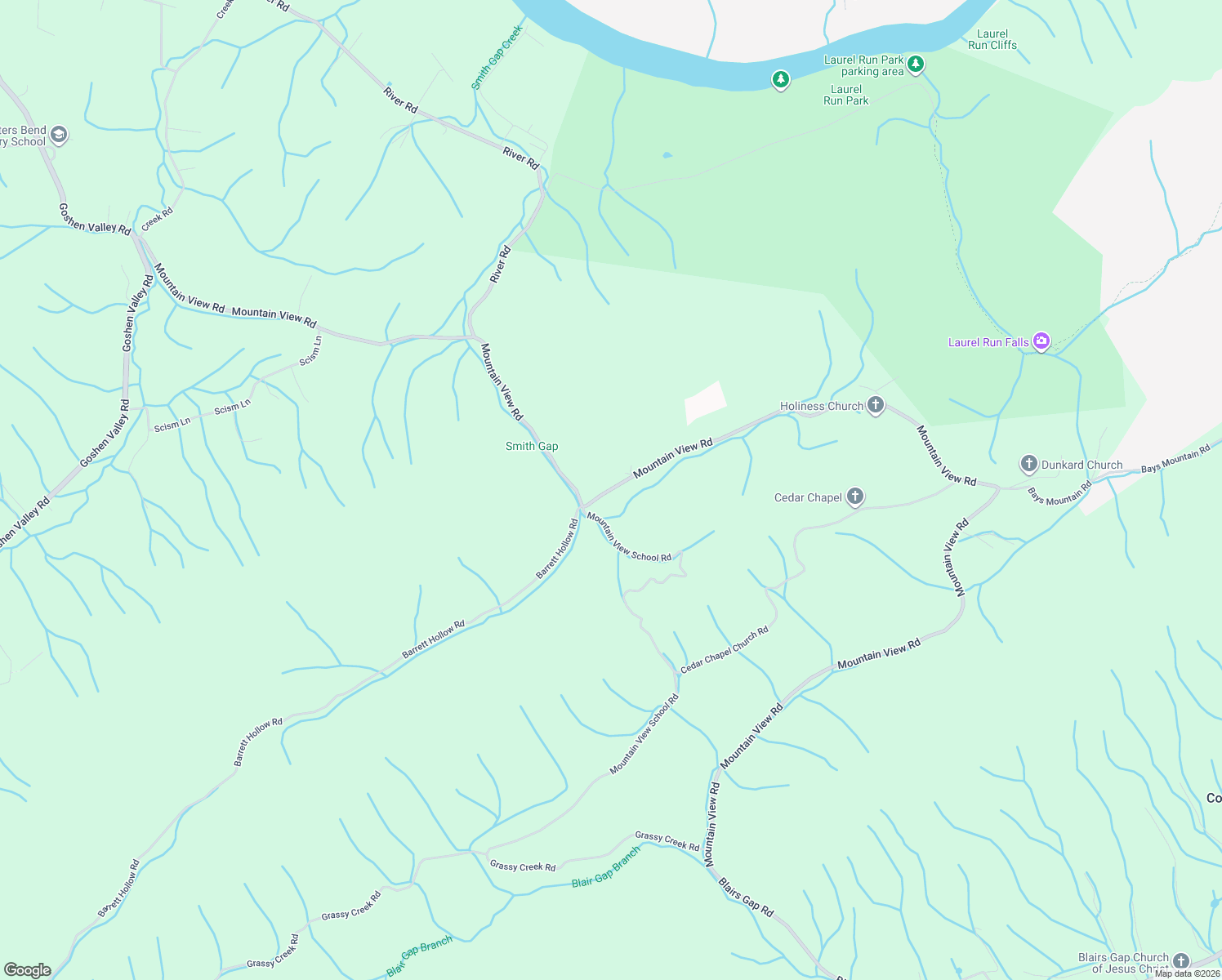 map of restaurants, bars, coffee shops, grocery stores, and more near 115 Mountain View Road in Rogersville