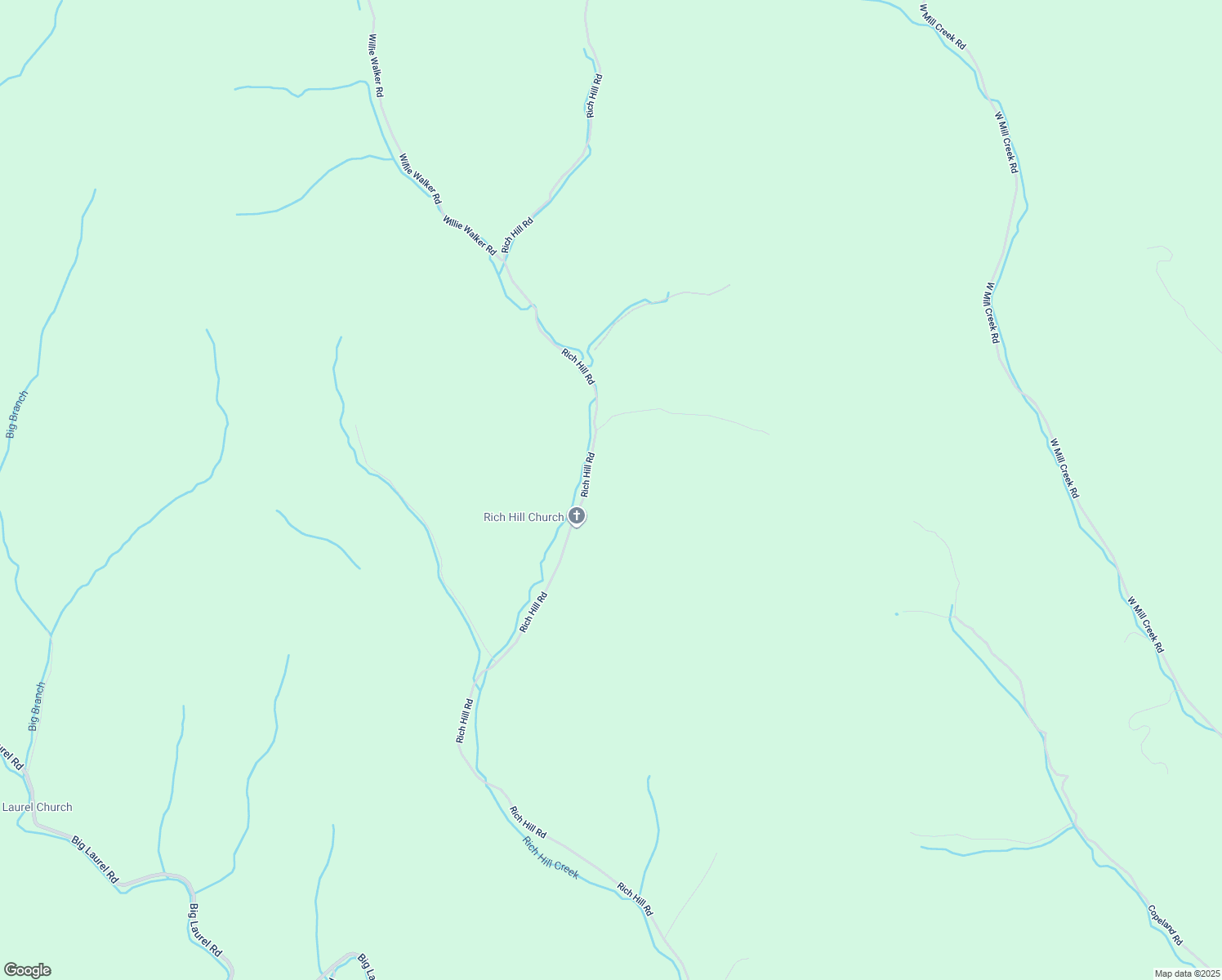 map of restaurants, bars, coffee shops, grocery stores, and more near 2464 Rich Hill Road in Creston