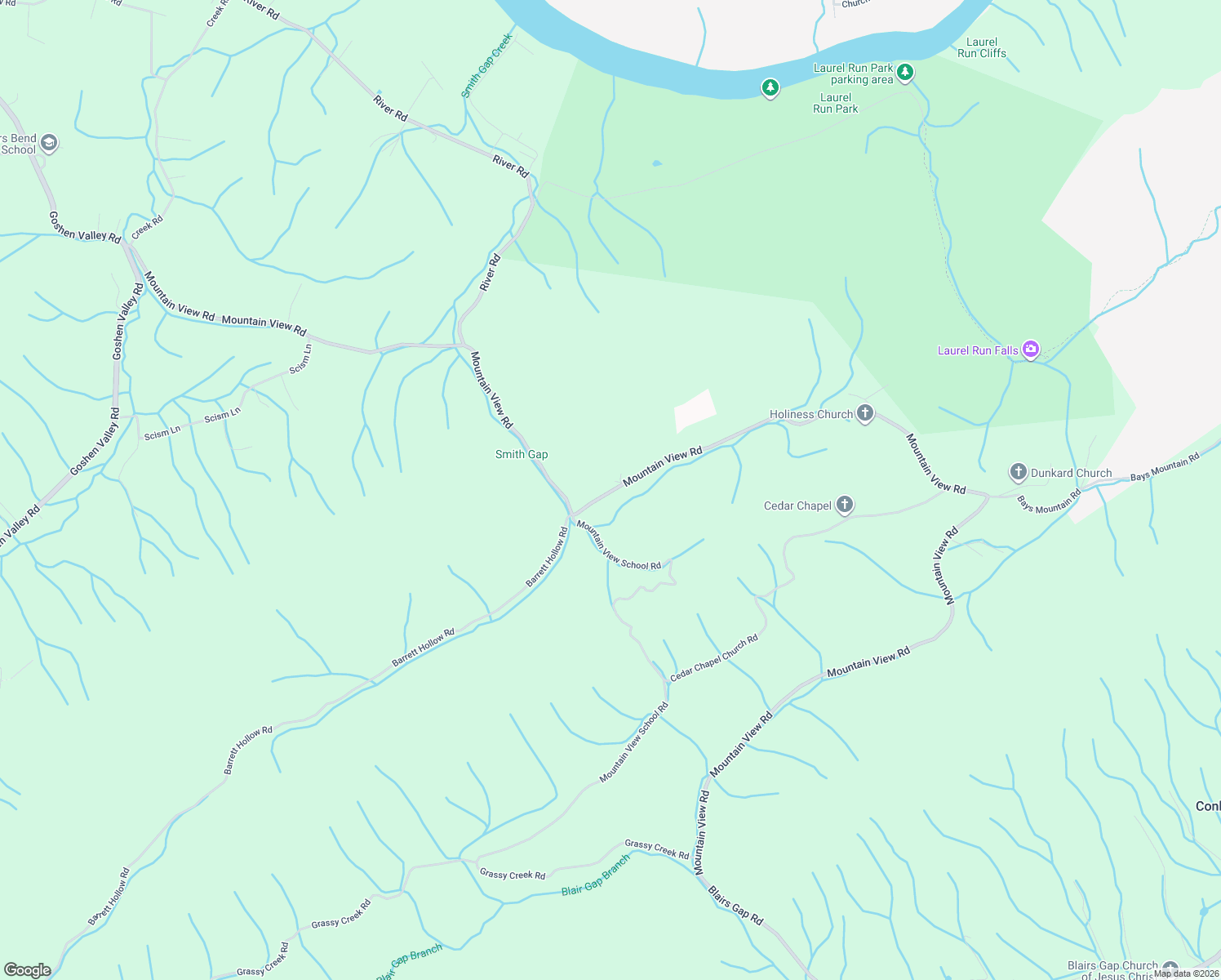 map of restaurants, bars, coffee shops, grocery stores, and more near 115 Mountain View Road in Rogersville