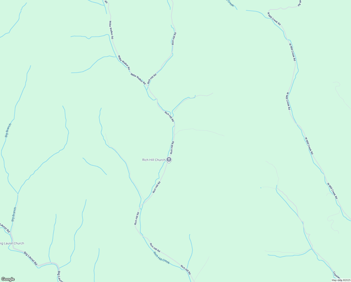 map of restaurants, bars, coffee shops, grocery stores, and more near 2510 Rich Hill Road in Creston