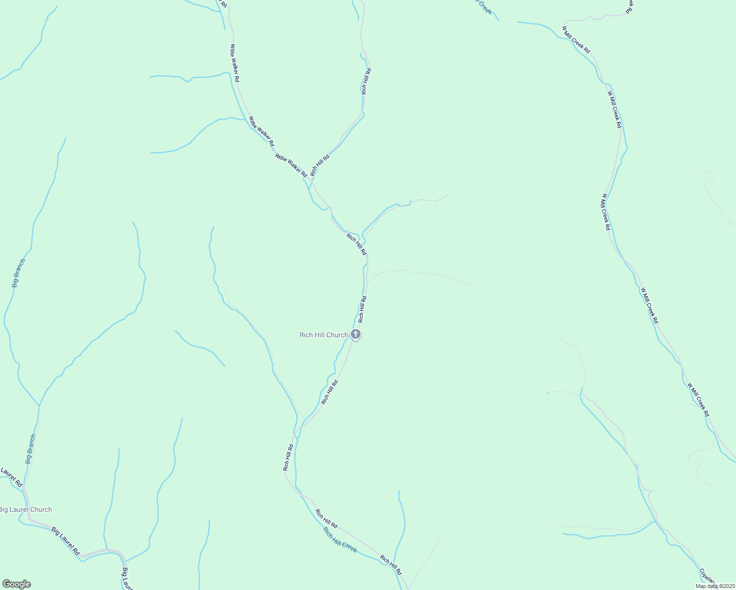 map of restaurants, bars, coffee shops, grocery stores, and more near 2510 Rich Hill Road in Creston