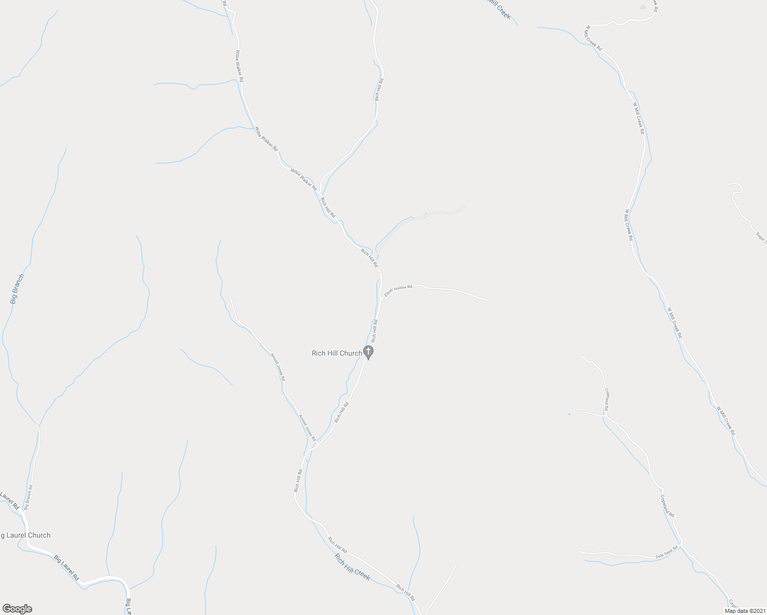 map of restaurants, bars, coffee shops, grocery stores, and more near 2512 Rich Hill Road in Creston