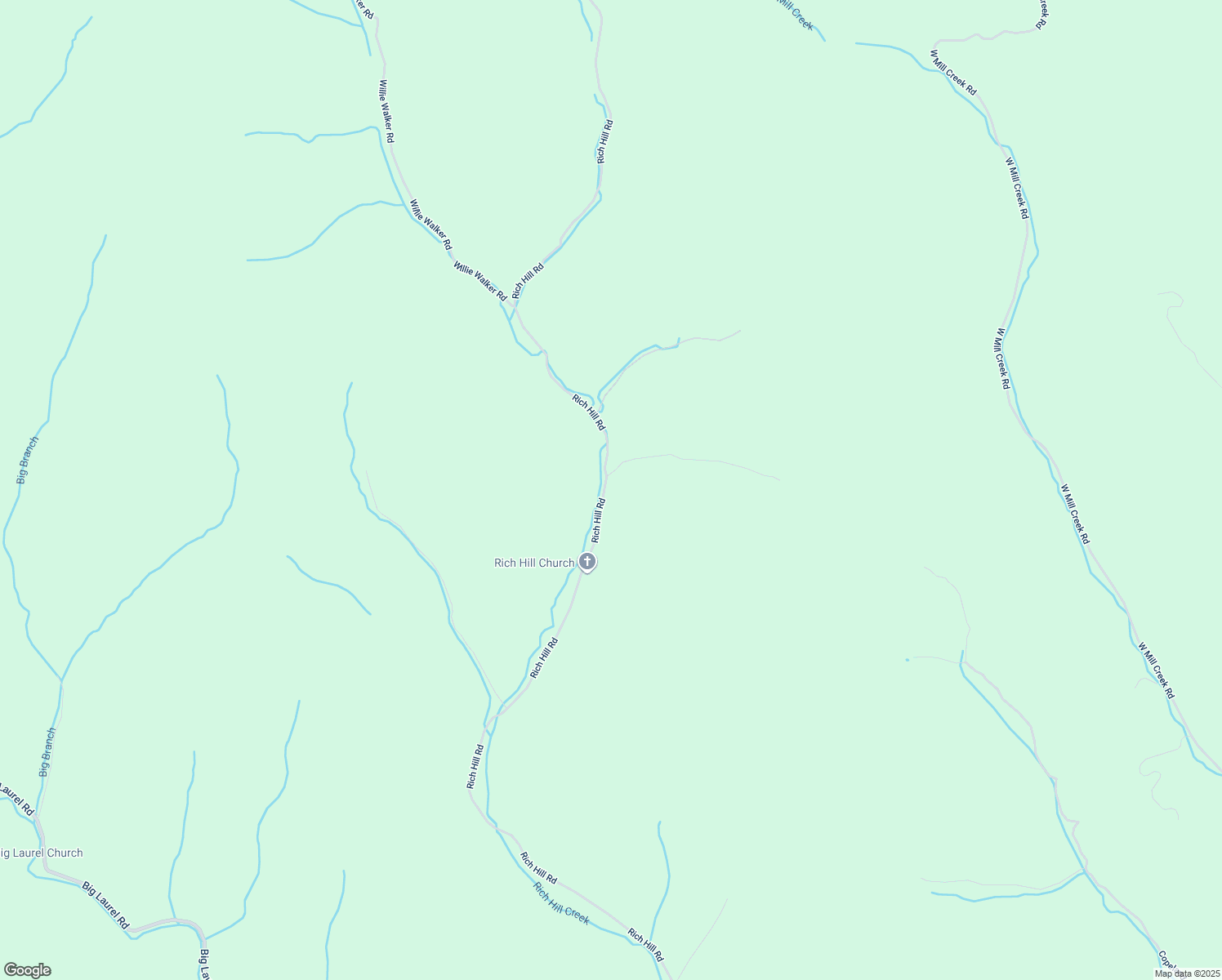 map of restaurants, bars, coffee shops, grocery stores, and more near 2512 Rich Hill Road in Creston