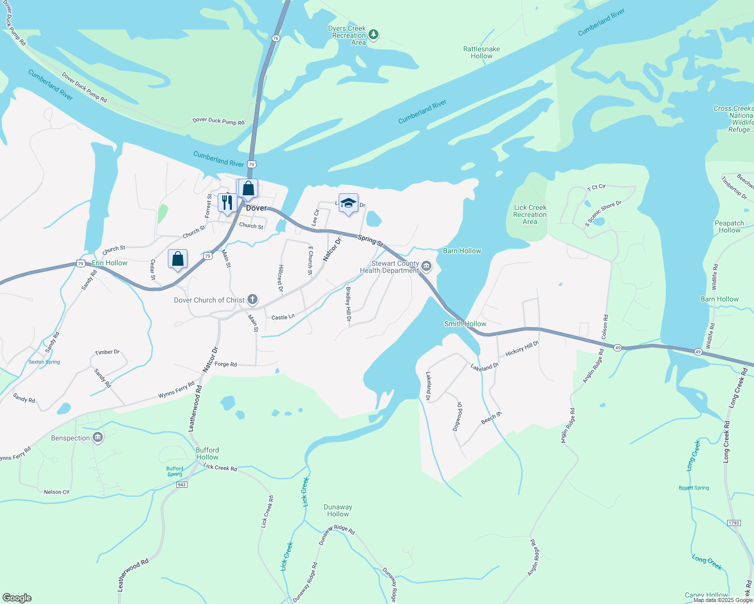 map of restaurants, bars, coffee shops, grocery stores, and more near 240 Shane-Lee Circle in Dover