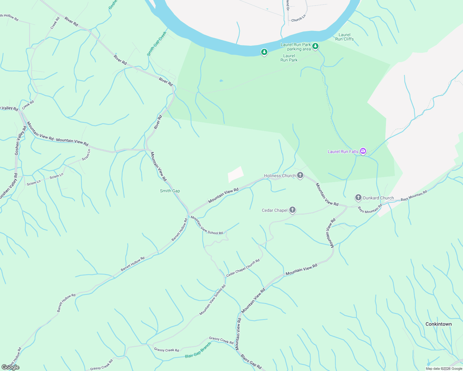 map of restaurants, bars, coffee shops, grocery stores, and more near 789 Mountain View Road in Rogersville