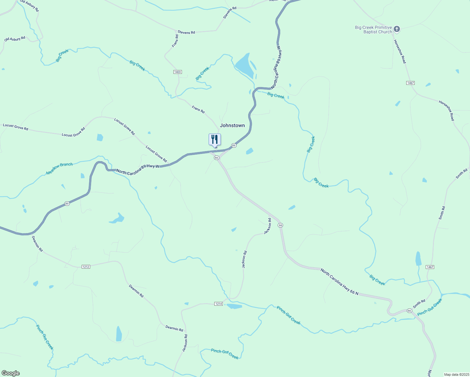 map of restaurants, bars, coffee shops, grocery stores, and more near North Carolina 66 in Westfield