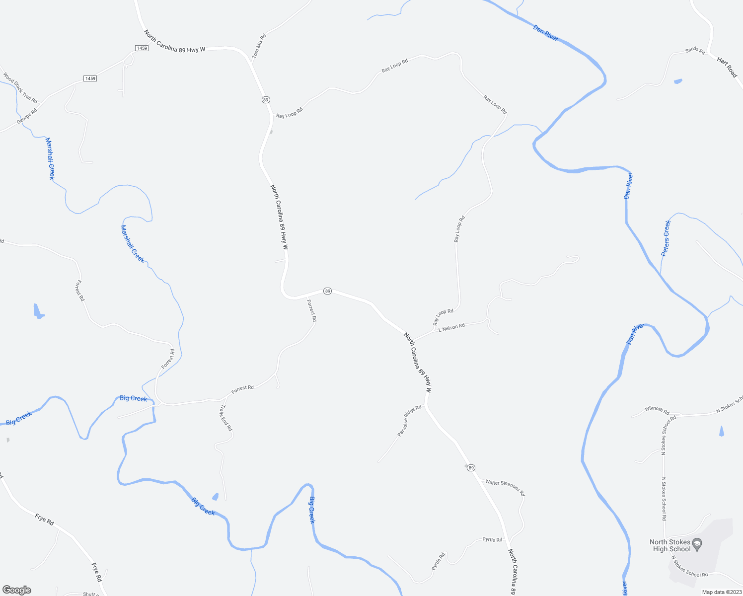 map of restaurants, bars, coffee shops, grocery stores, and more near 5045 North Carolina 89 Highway West in Stokes County