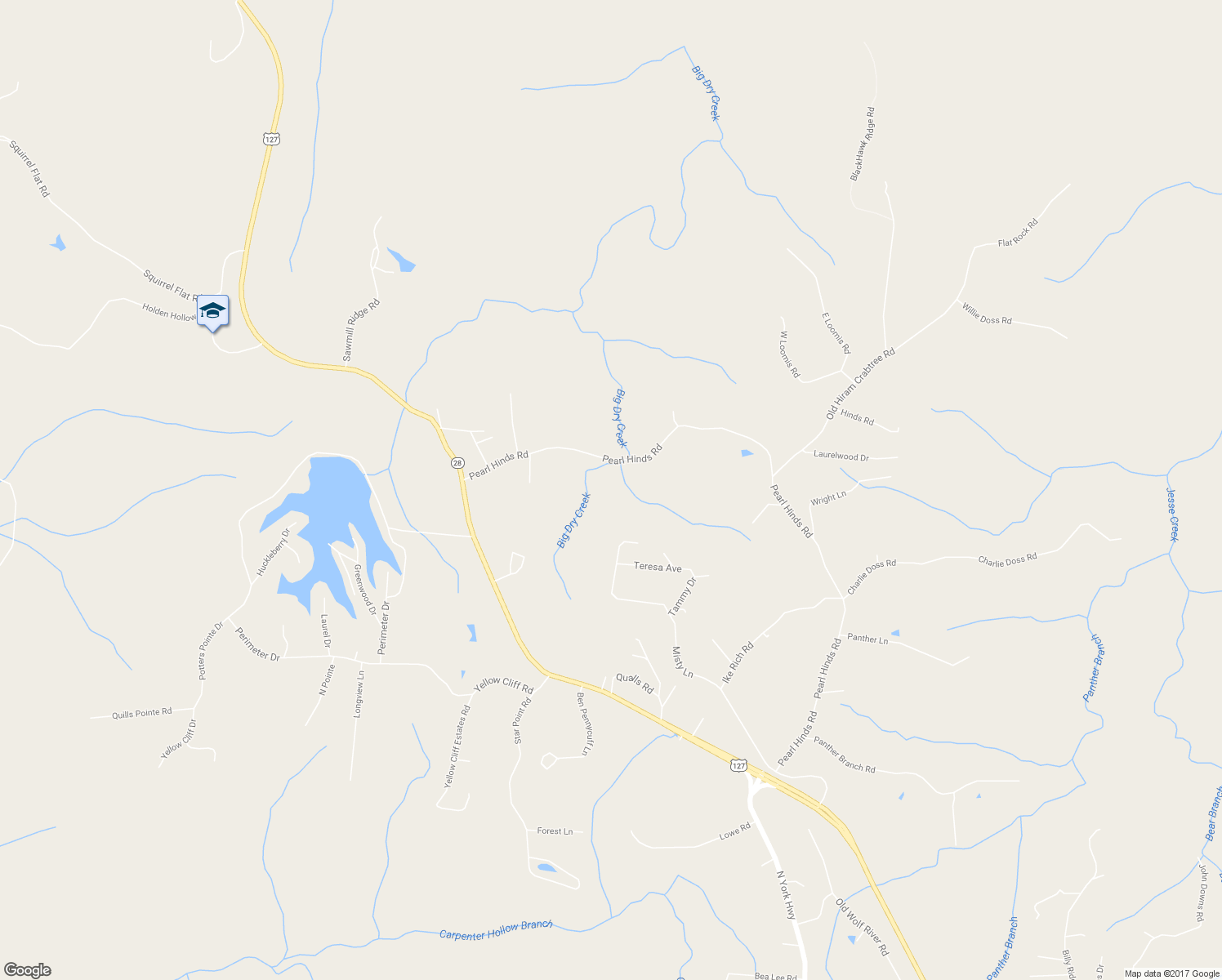 map of restaurants, bars, coffee shops, grocery stores, and more near 1086 Pearl Hinds Road in Jamestown