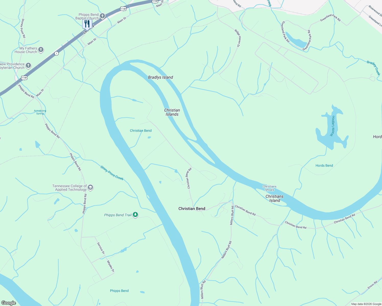 map of restaurants, bars, coffee shops, grocery stores, and more near 1504 Christian Bend Road in Church Hill