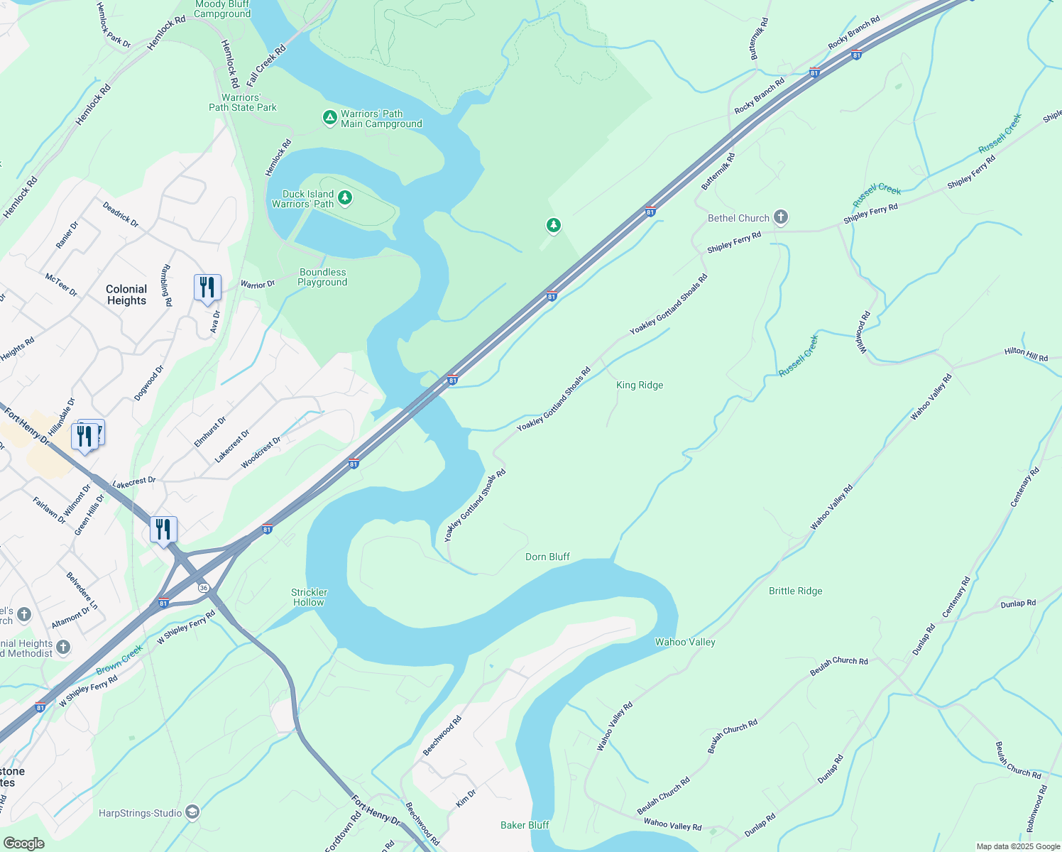 map of restaurants, bars, coffee shops, grocery stores, and more near in Blountville