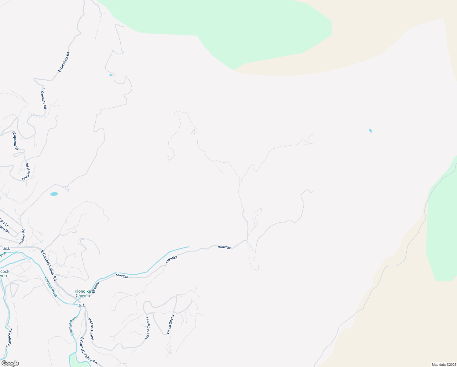 map of restaurants, bars, coffee shops, grocery stores, and more near 16205 Klondike Canyon Road in Carmel Valley