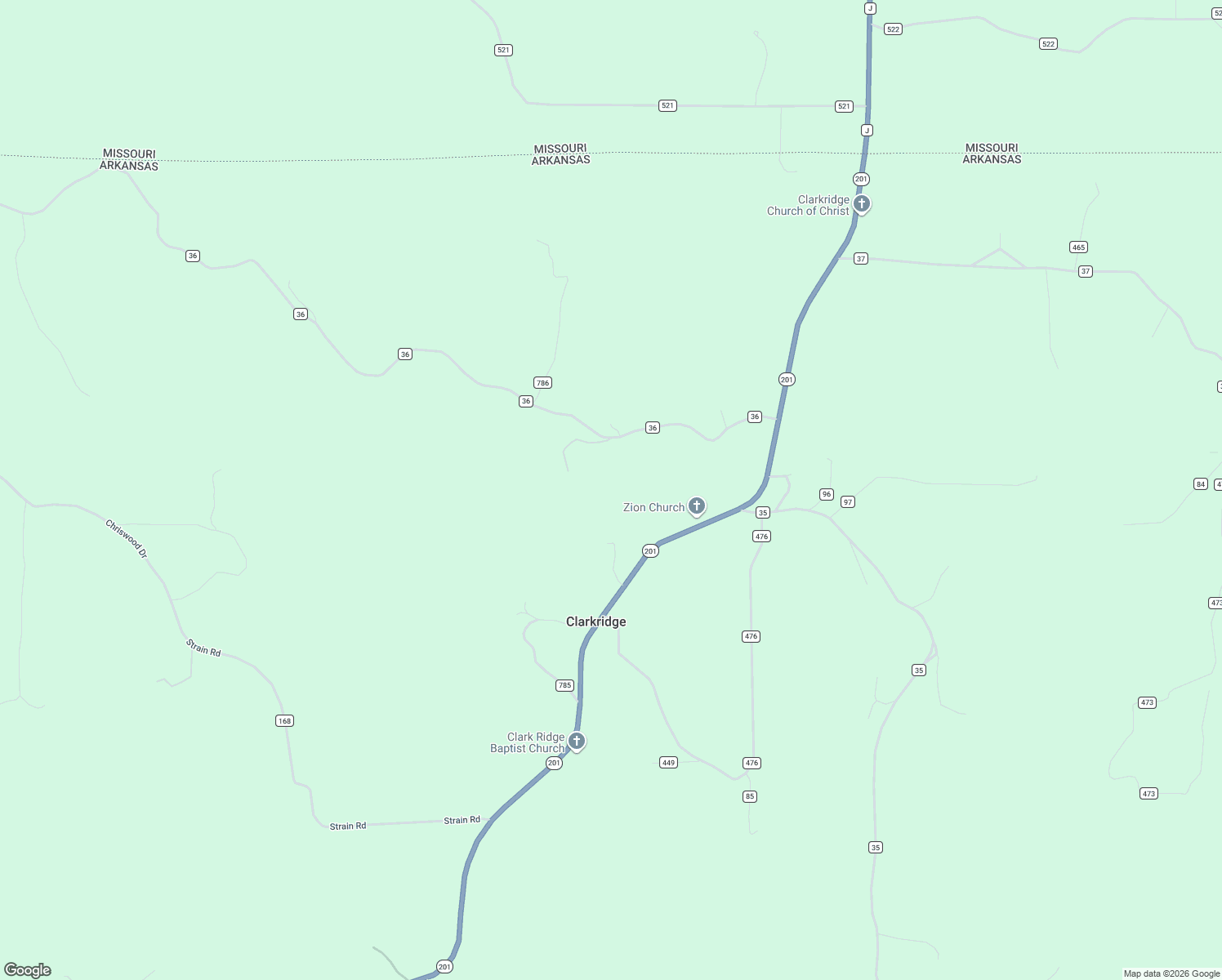 map of restaurants, bars, coffee shops, grocery stores, and more near 538 County Road 36 in Clarkridge