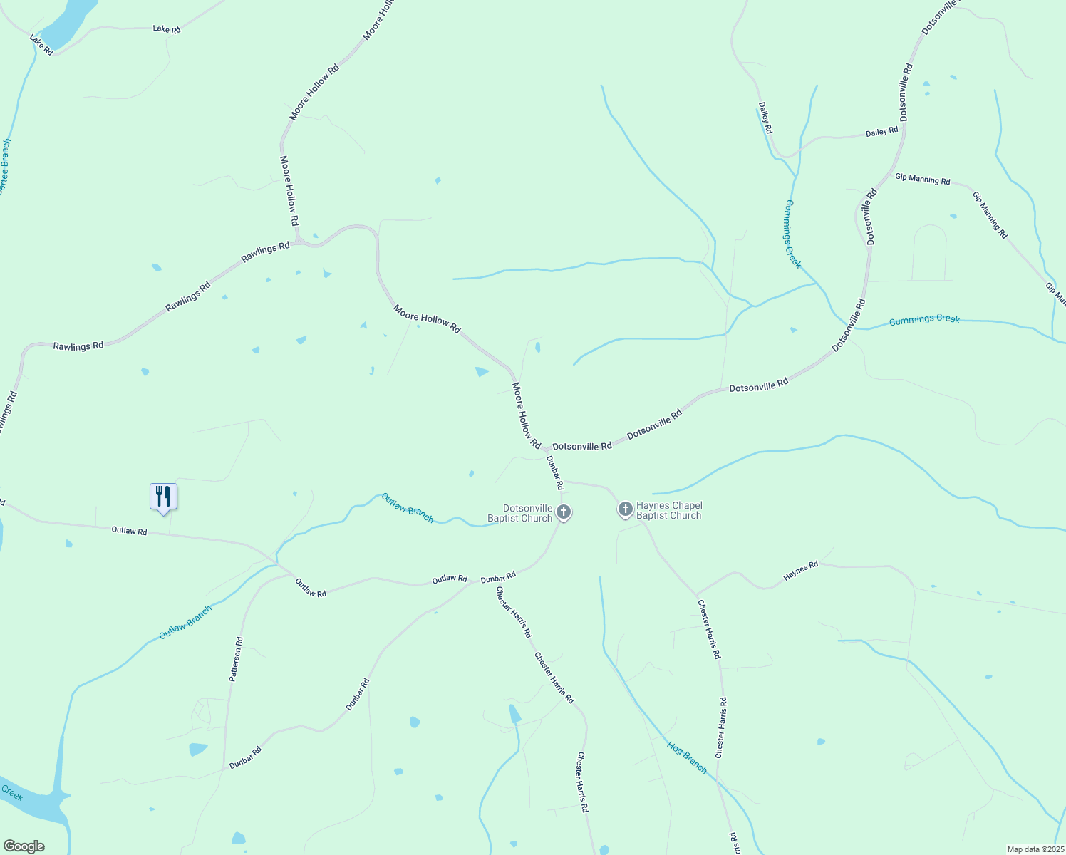 map of restaurants, bars, coffee shops, grocery stores, and more near 4291 Moore Hollow Road in Woodlawn