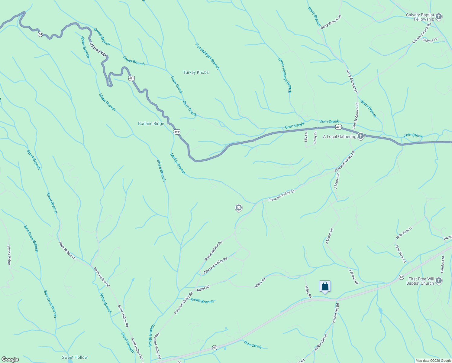 map of restaurants, bars, coffee shops, grocery stores, and more near 553 Blant Road in Mountain City