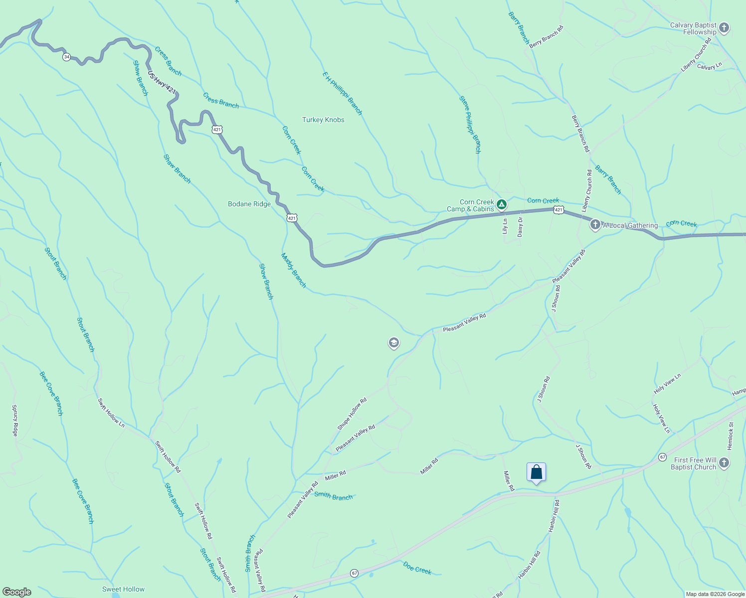 map of restaurants, bars, coffee shops, grocery stores, and more near 553 Blant Road in Mountain City