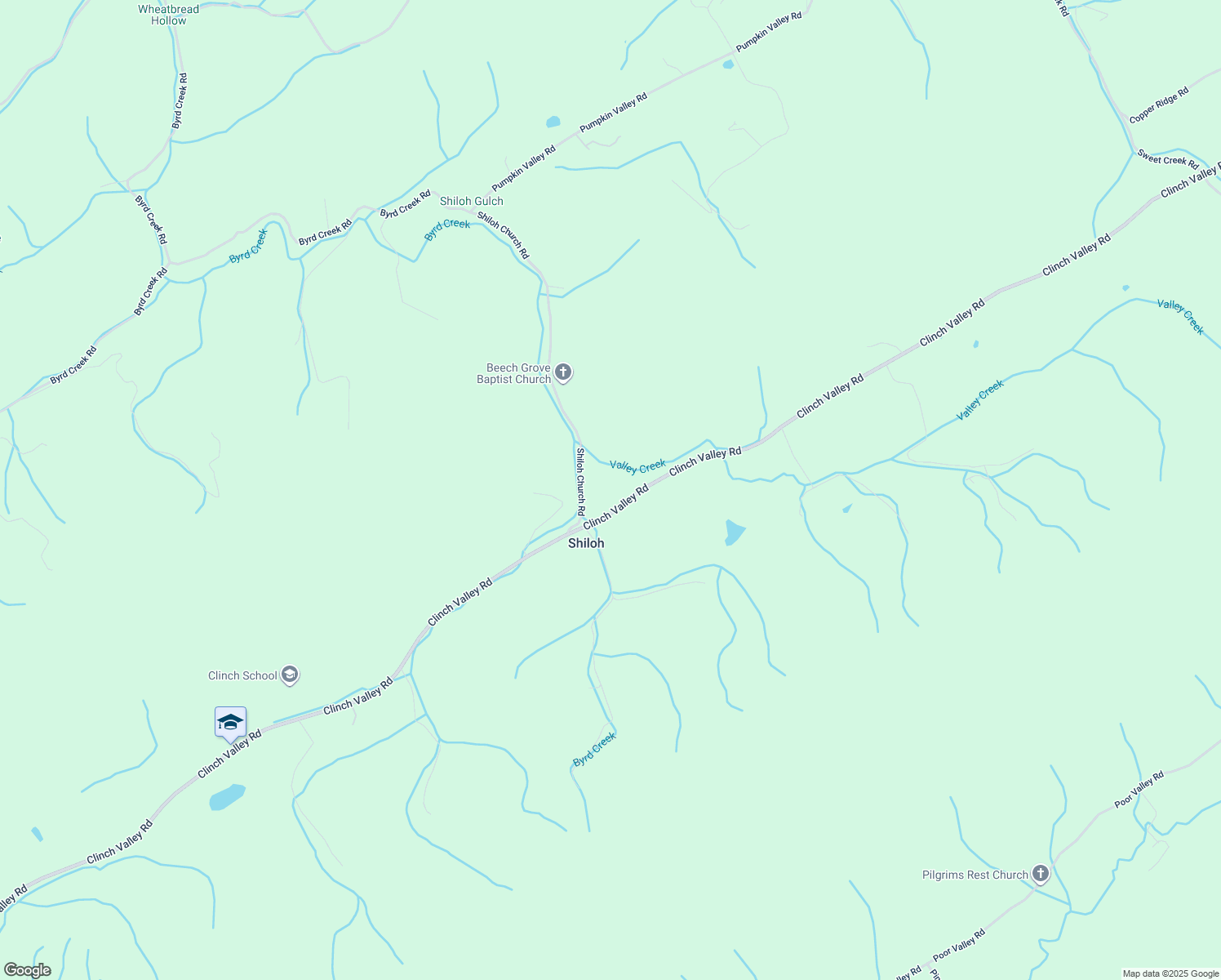 map of restaurants, bars, coffee shops, grocery stores, and more near 1010 Clinch Valley Road in Eidson
