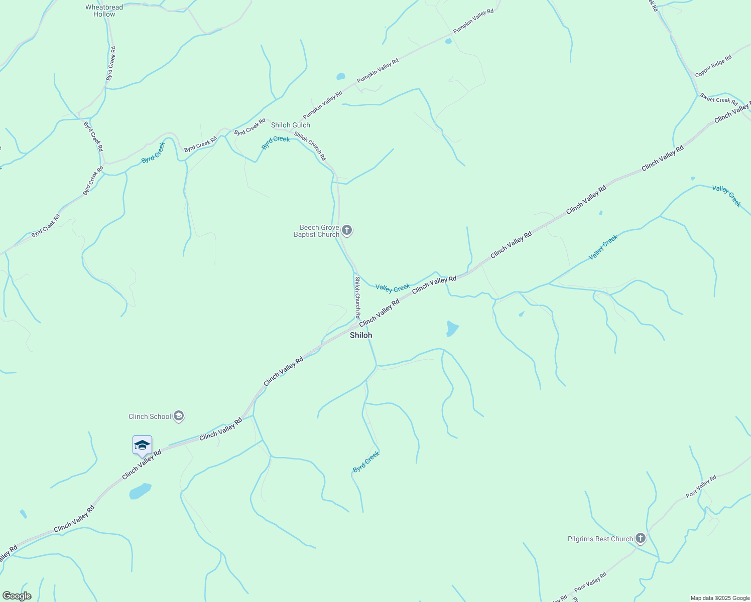 map of restaurants, bars, coffee shops, grocery stores, and more near 1010 Clinch Valley Road in Eidson