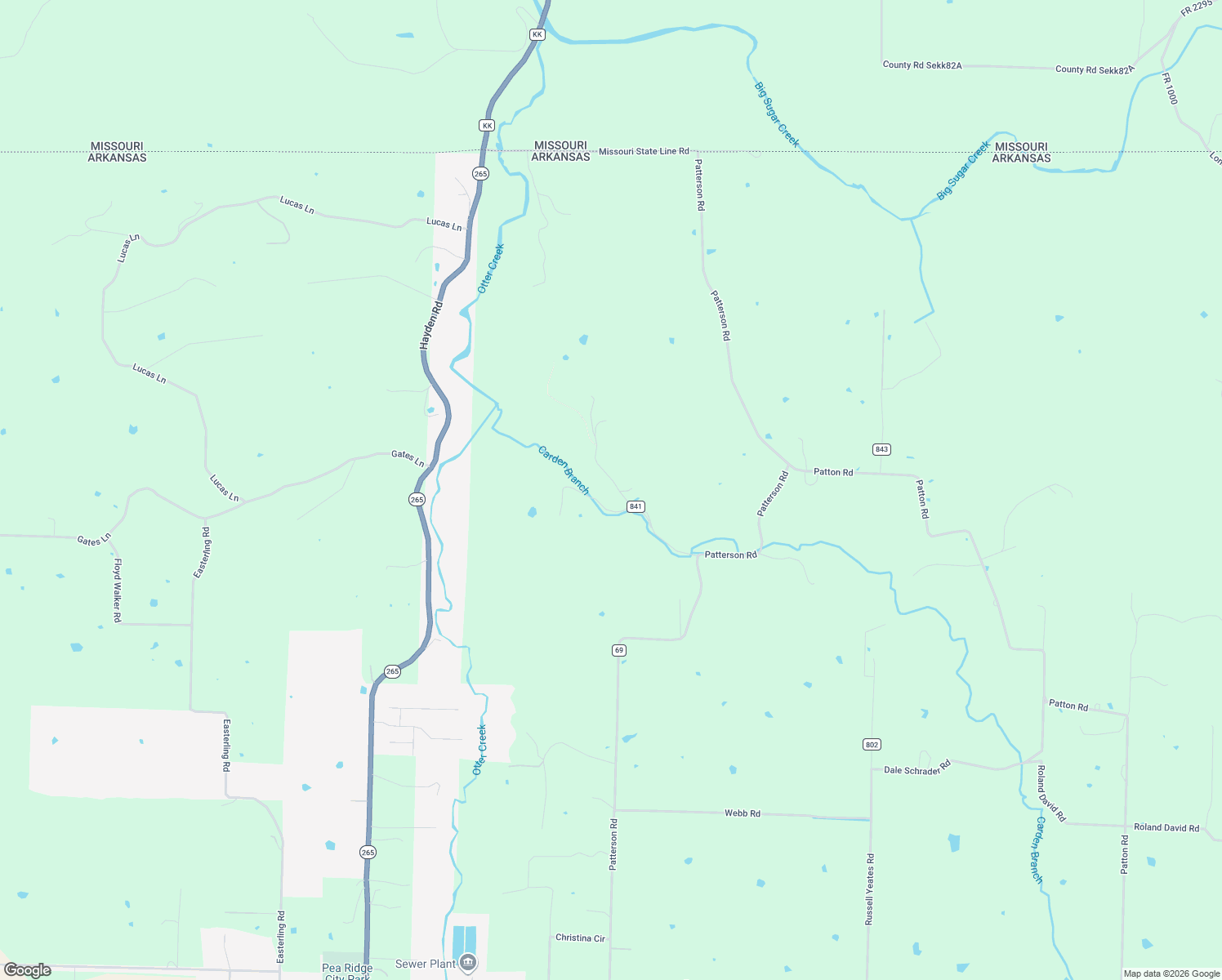 map of restaurants, bars, coffee shops, grocery stores, and more near 4802 Cloer Road in Pea Ridge