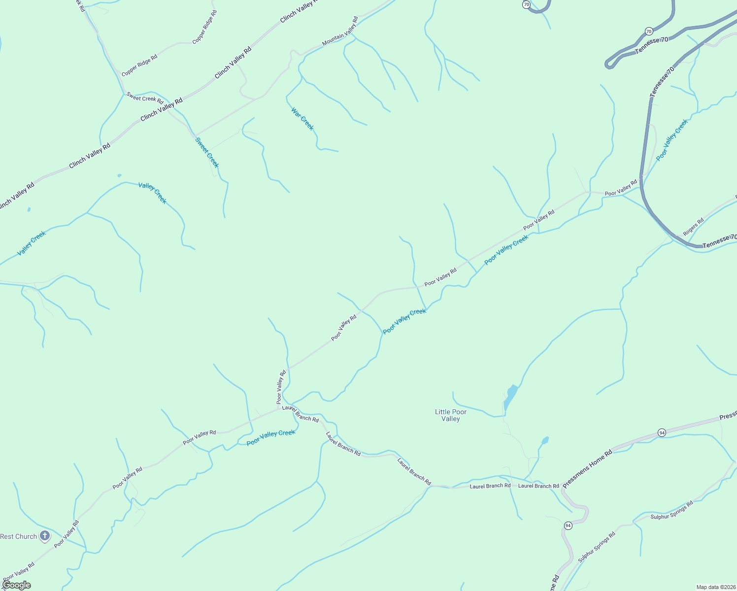 map of restaurants, bars, coffee shops, grocery stores, and more near 1562-1926 Poor Valley Rd in Rogersville