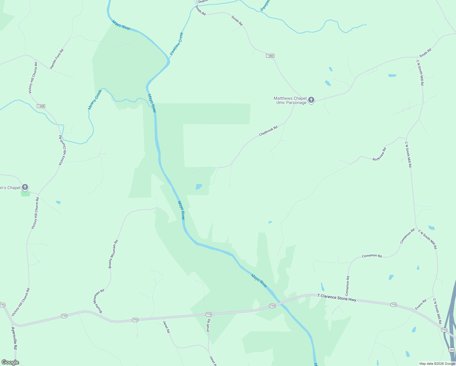 map of restaurants, bars, coffee shops, grocery stores, and more near 554 Claybrook Road in Stoneville