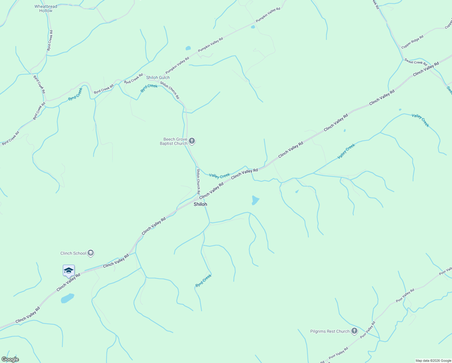 map of restaurants, bars, coffee shops, grocery stores, and more near 1095 Clinch Valley Road in Eidson