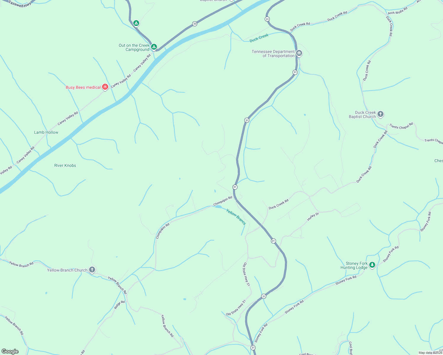 map of restaurants, bars, coffee shops, grocery stores, and more near 331 Luther Villa Road in Sneedville