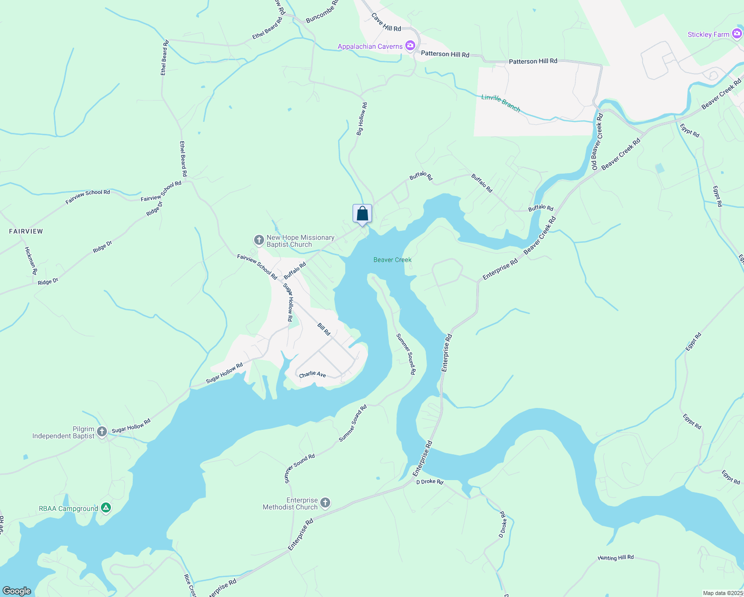 map of restaurants, bars, coffee shops, grocery stores, and more near 863 Summer Sound Road in Piney Flats