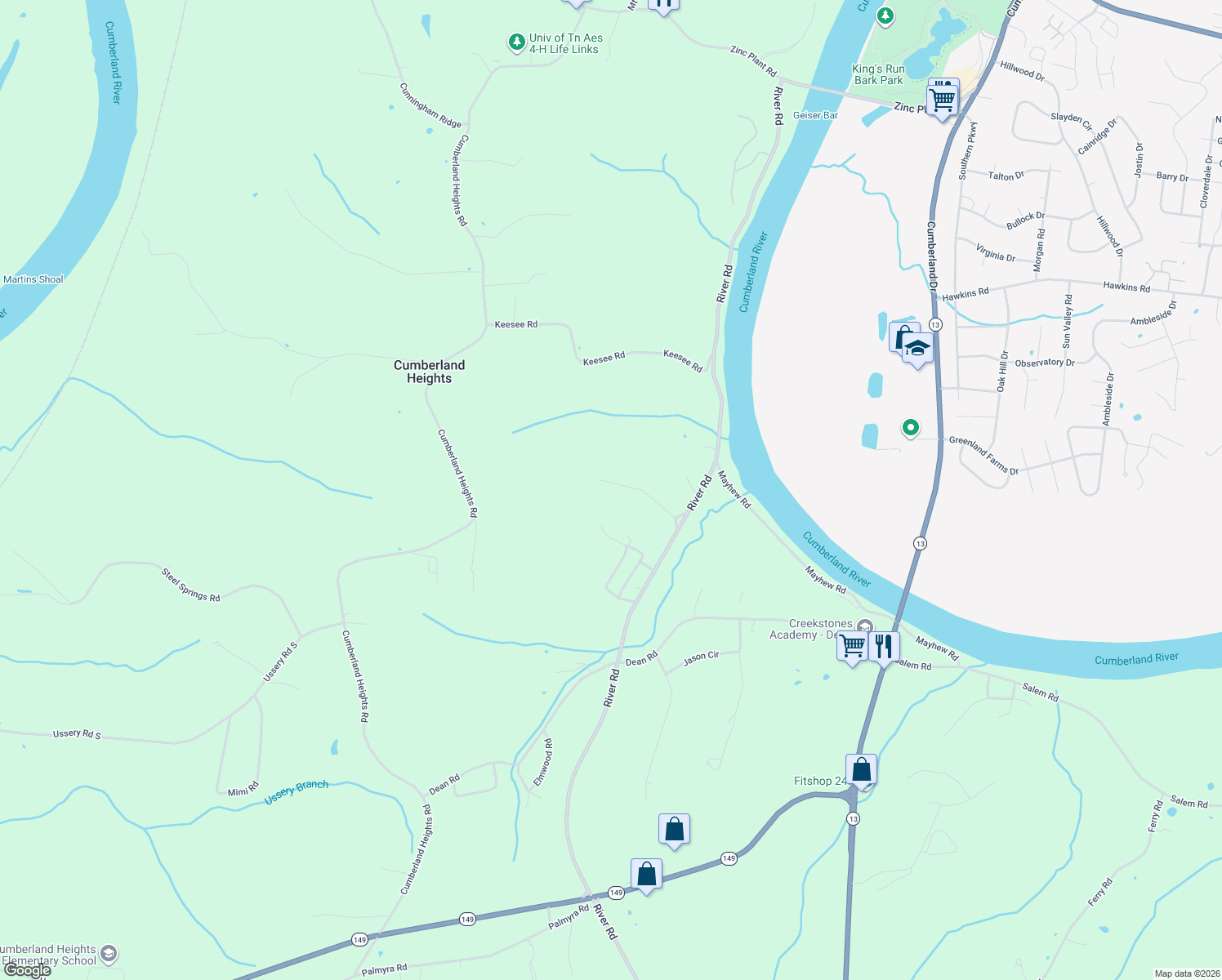map of restaurants, bars, coffee shops, grocery stores, and more near 1424 Richmond Place in Clarksville