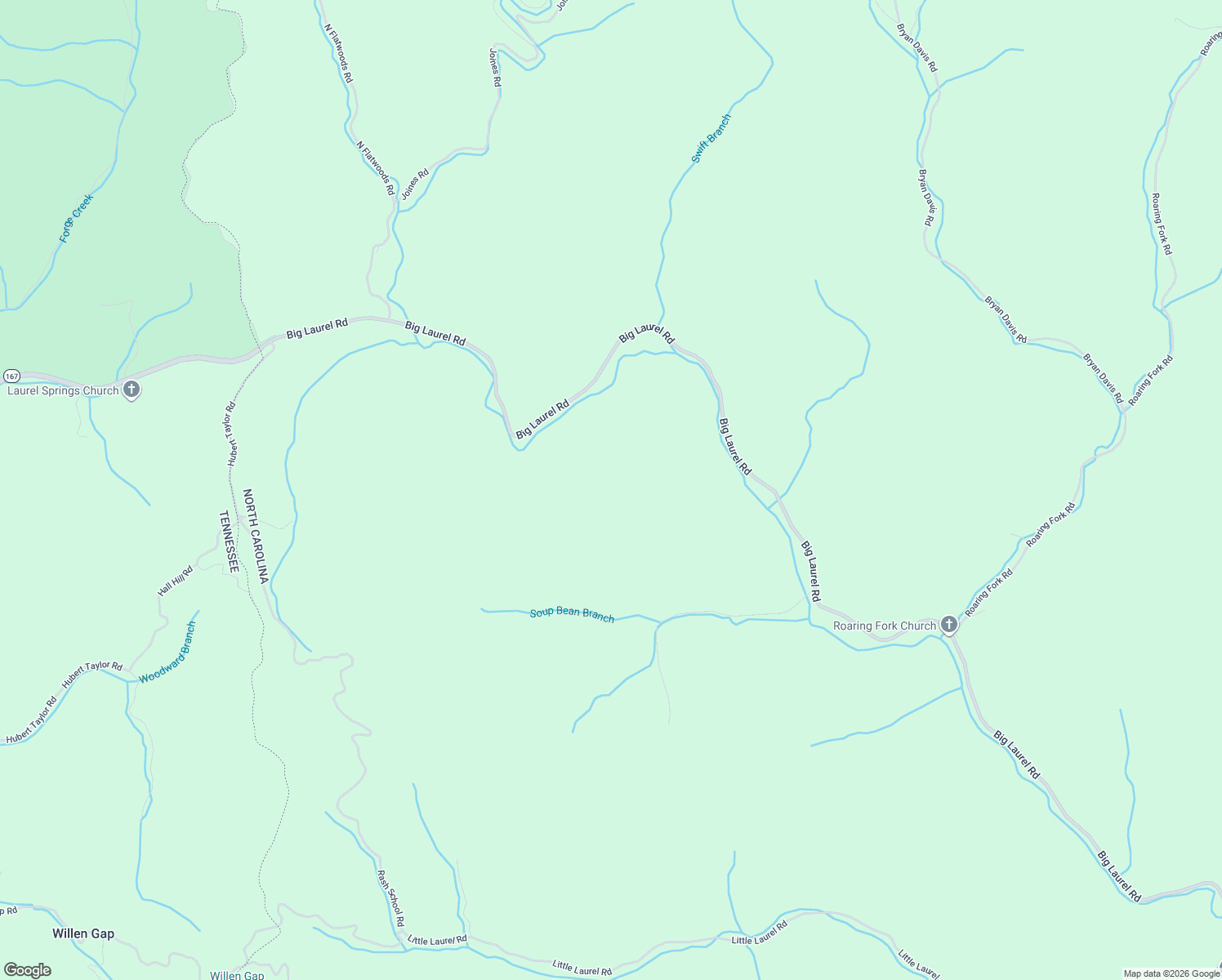 map of restaurants, bars, coffee shops, grocery stores, and more near 5939 Big Laurel Road in Creston