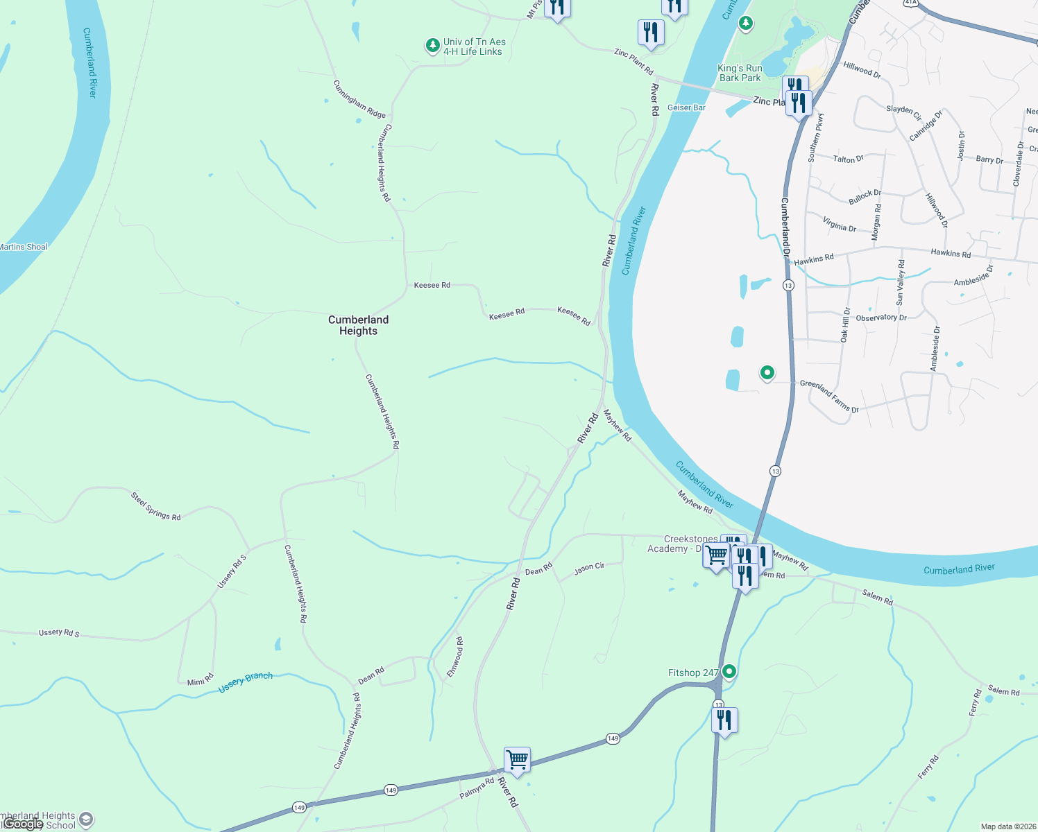 map of restaurants, bars, coffee shops, grocery stores, and more near 1424 Richmond Place in Clarksville