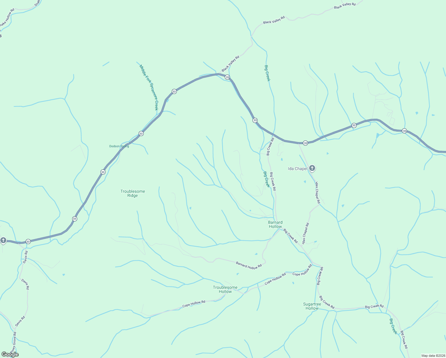 map of restaurants, bars, coffee shops, grocery stores, and more near 466 Big Creek Road in Sneedville