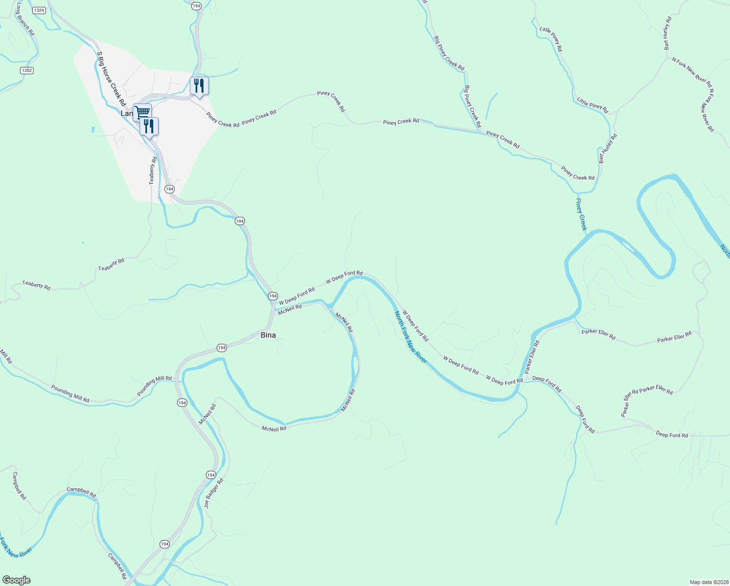 map of restaurants, bars, coffee shops, grocery stores, and more near 3042 Parker Eller Road in Lansing