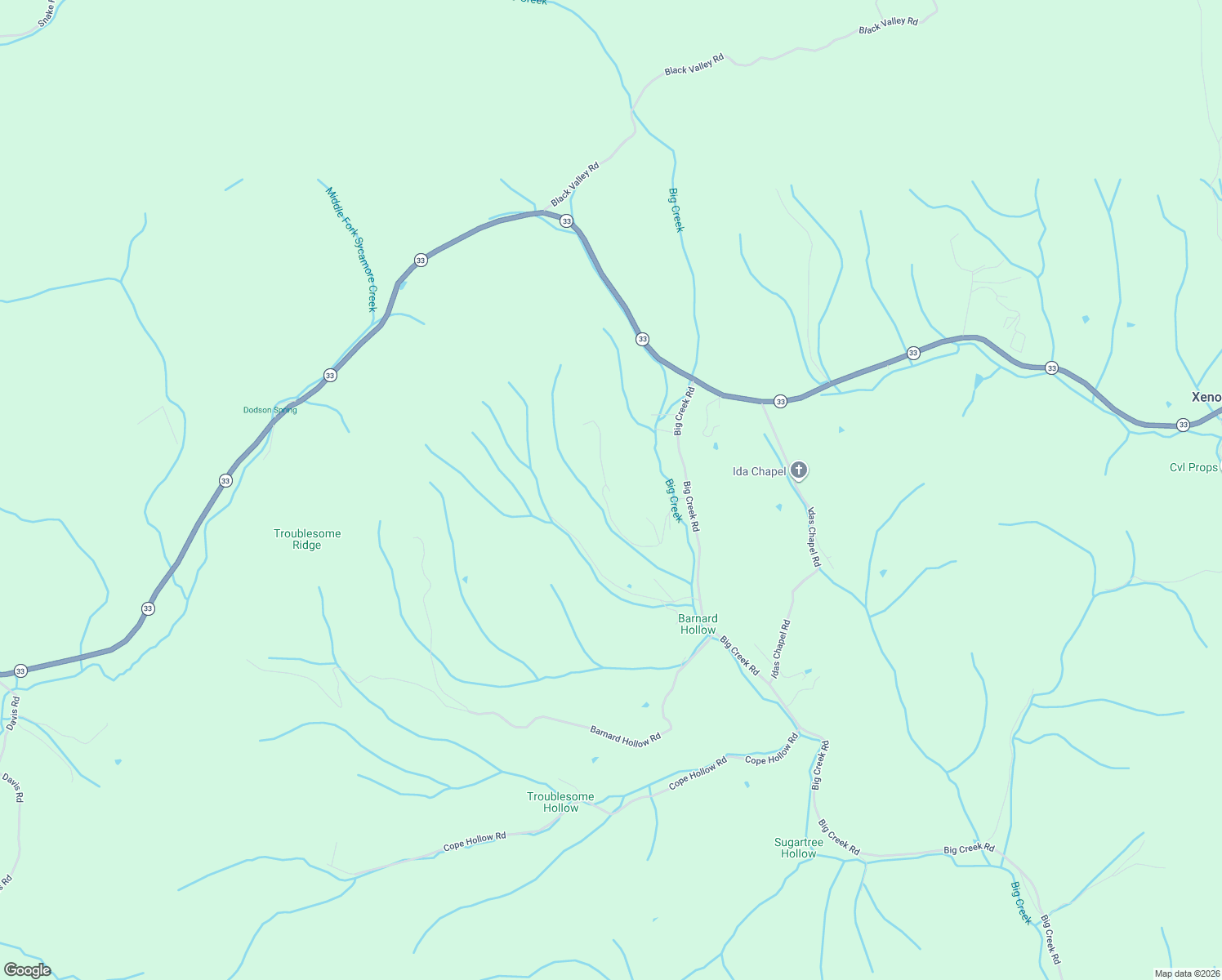 map of restaurants, bars, coffee shops, grocery stores, and more near 466 Big Creek Road in Sneedville