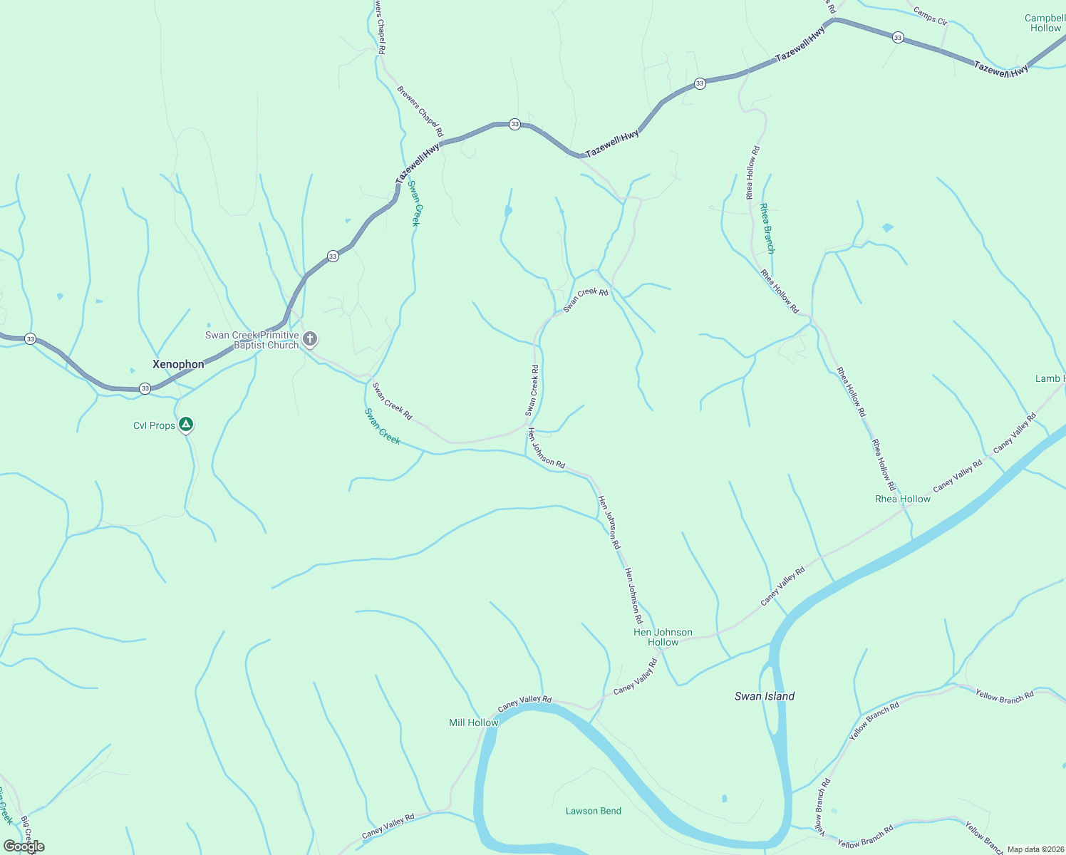 map of restaurants, bars, coffee shops, grocery stores, and more near 127 Hen Johnson Road in Sneedville
