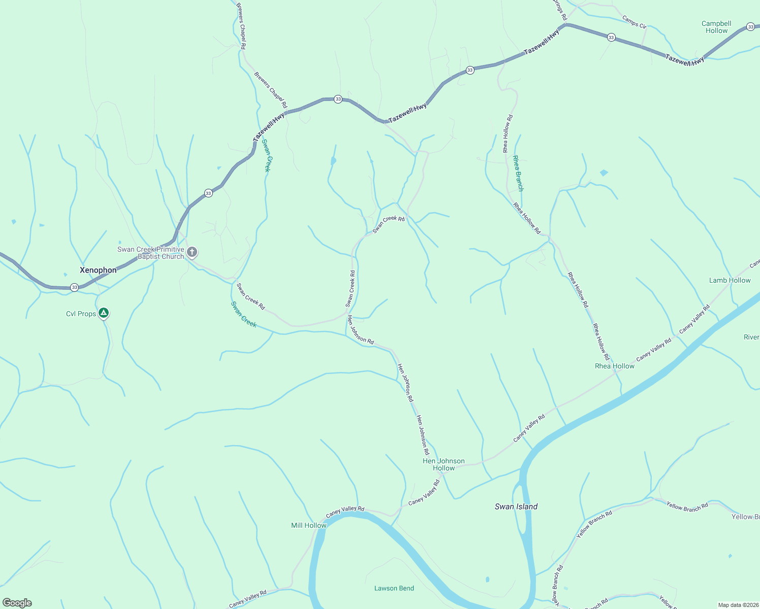 map of restaurants, bars, coffee shops, grocery stores, and more near 127 Hen Johnson Road in Sneedville