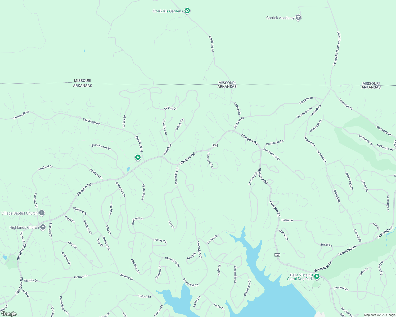 map of restaurants, bars, coffee shops, grocery stores, and more near 2 Yarrow Lane in Bella Vista