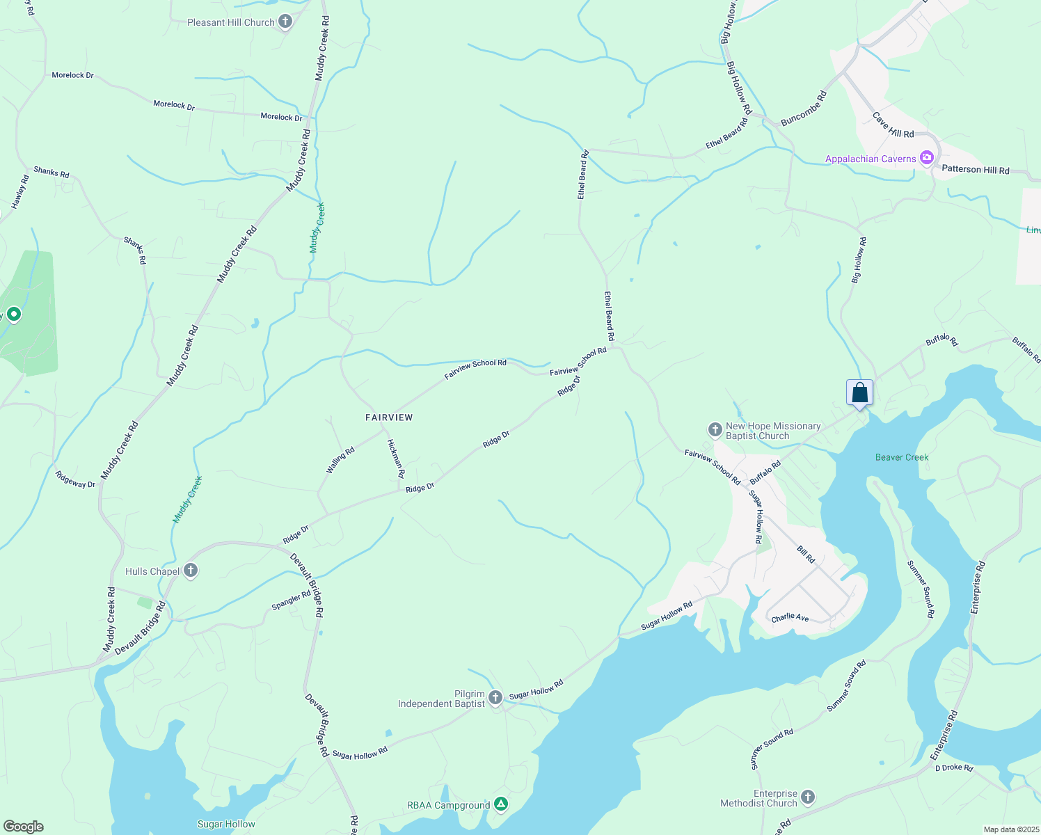 map of restaurants, bars, coffee shops, grocery stores, and more near 609 Ridge Drive in Piney Flats