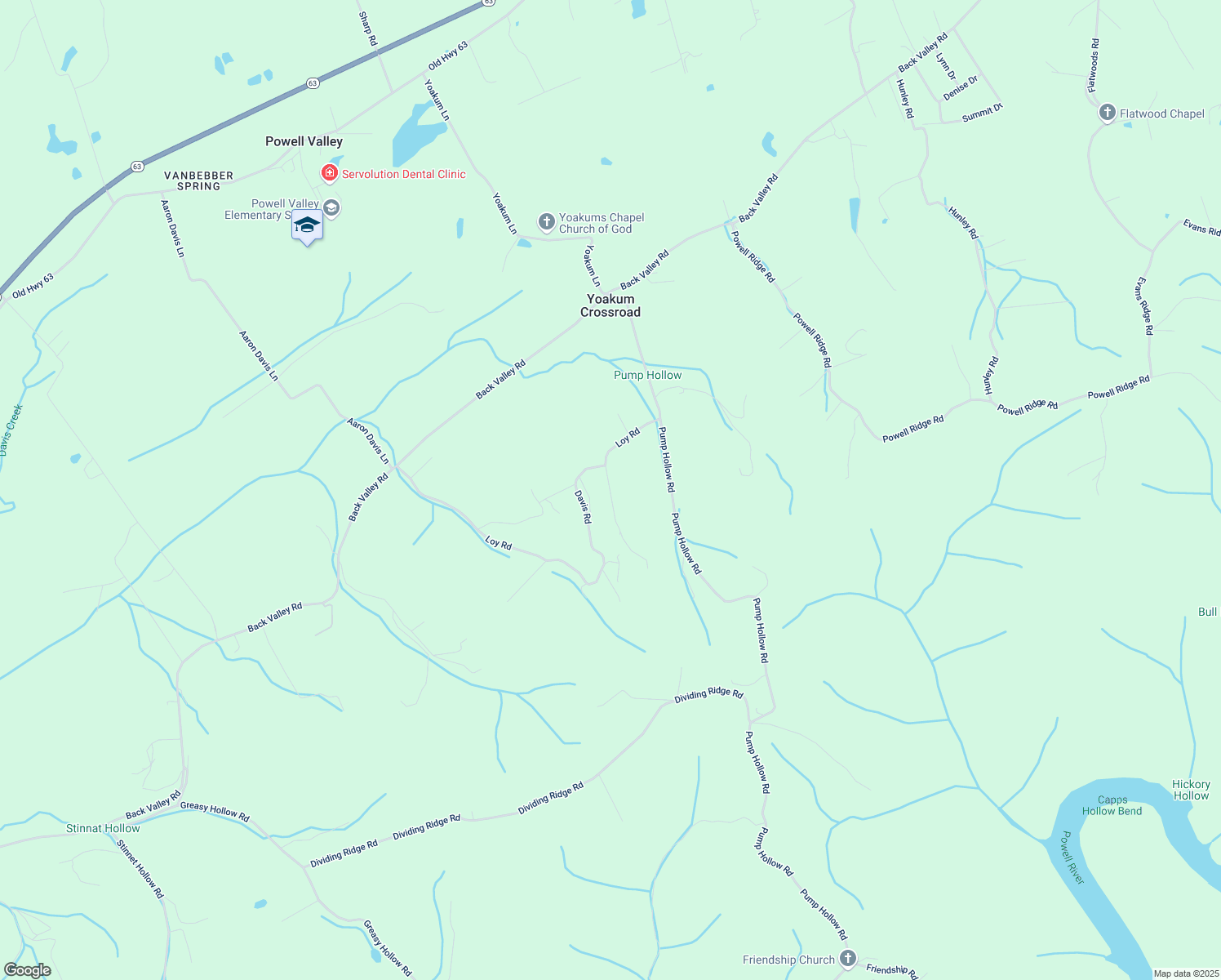 map of restaurants, bars, coffee shops, grocery stores, and more near Well Road in Claiborne County