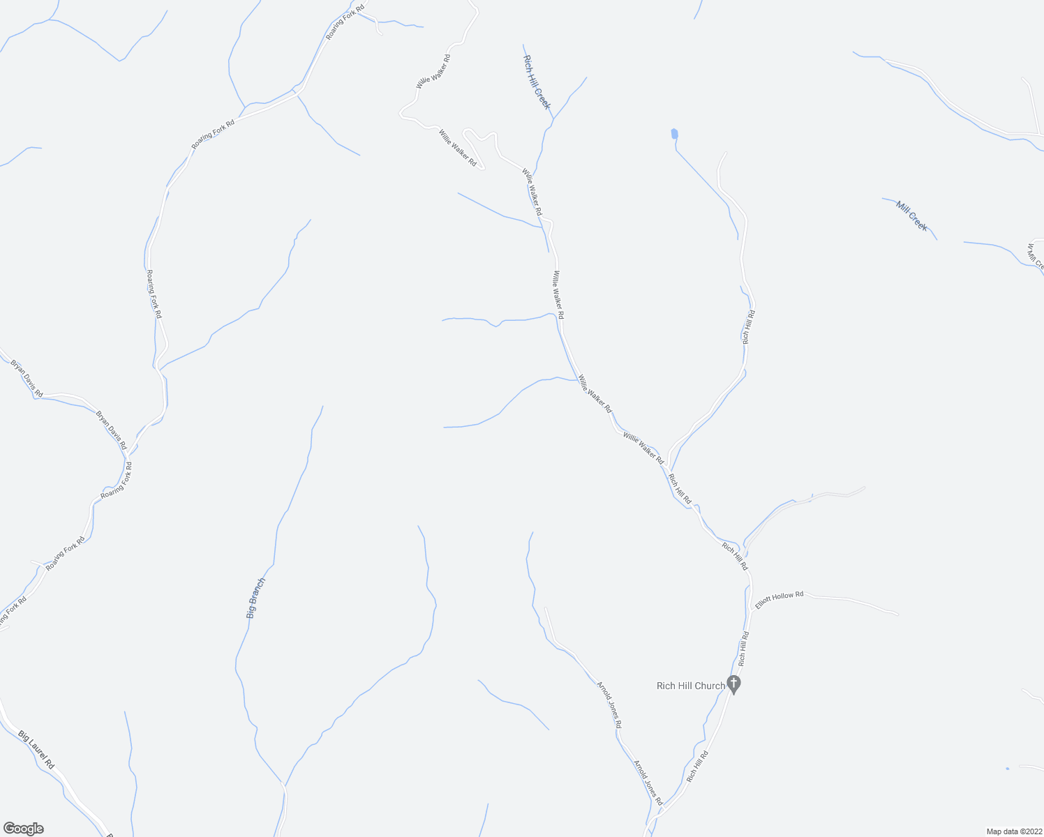 map of restaurants, bars, coffee shops, grocery stores, and more near 531 Willie Walker Road in Creston